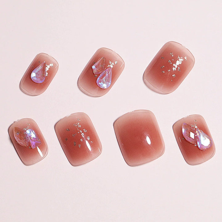 Künstlerisches Nageldesign Press-On Set mit Kristallakzenten Karnz