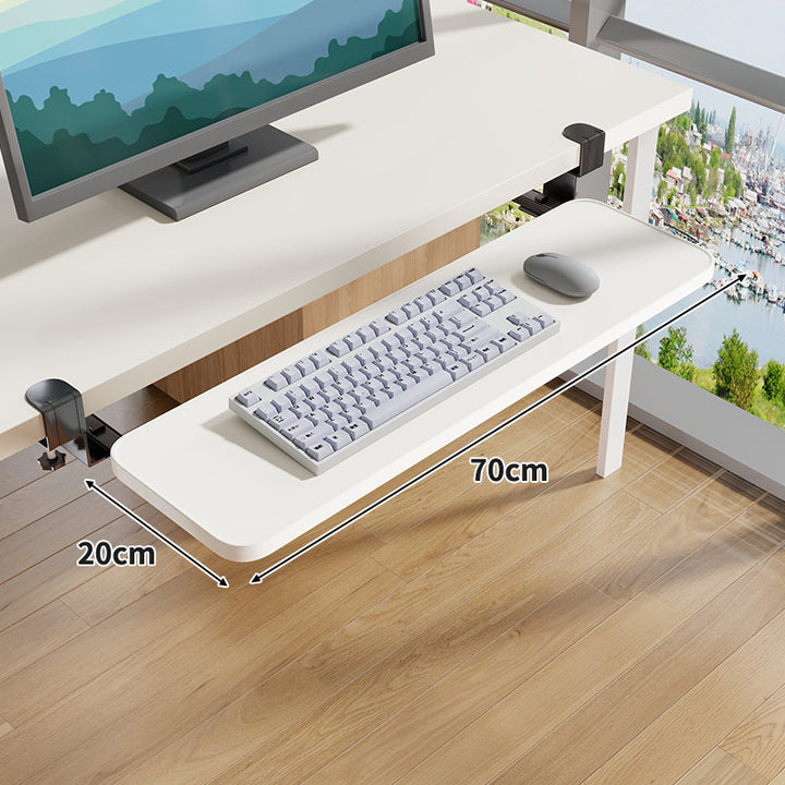 Unter-Desk Herausziehbare Tastaturablage mit Klemmbefestigung und ergonomischer Holzplatte