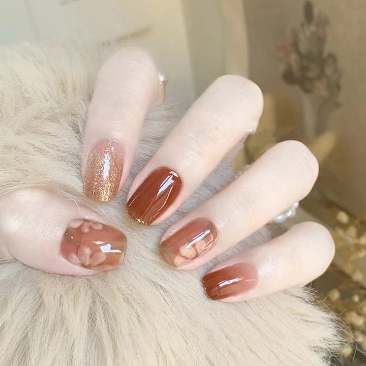 Künstlerisches Floral Press-On Nageldesign  1791804034
