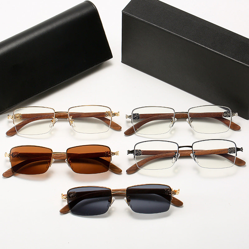 Damen modische Brille mit rechteckigem Rahmen und hochwertigen Holzdetails Karnz