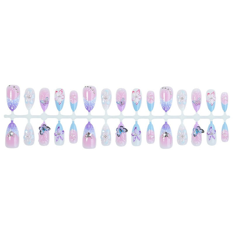 Künstliches Nagelset mit floralen und Glitzerdetails Karnz