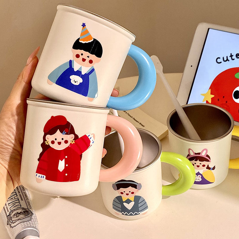 Edelstahl Kaffeebecher mit Fröhlichem Kindermotiv Karnz