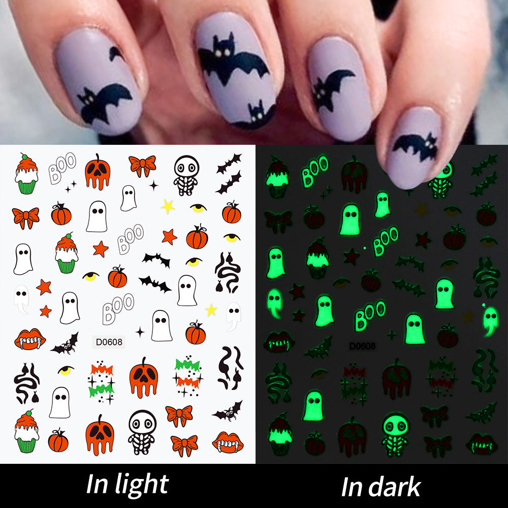 Leuchtende Geister-Nagelkunst Aufkleber Set