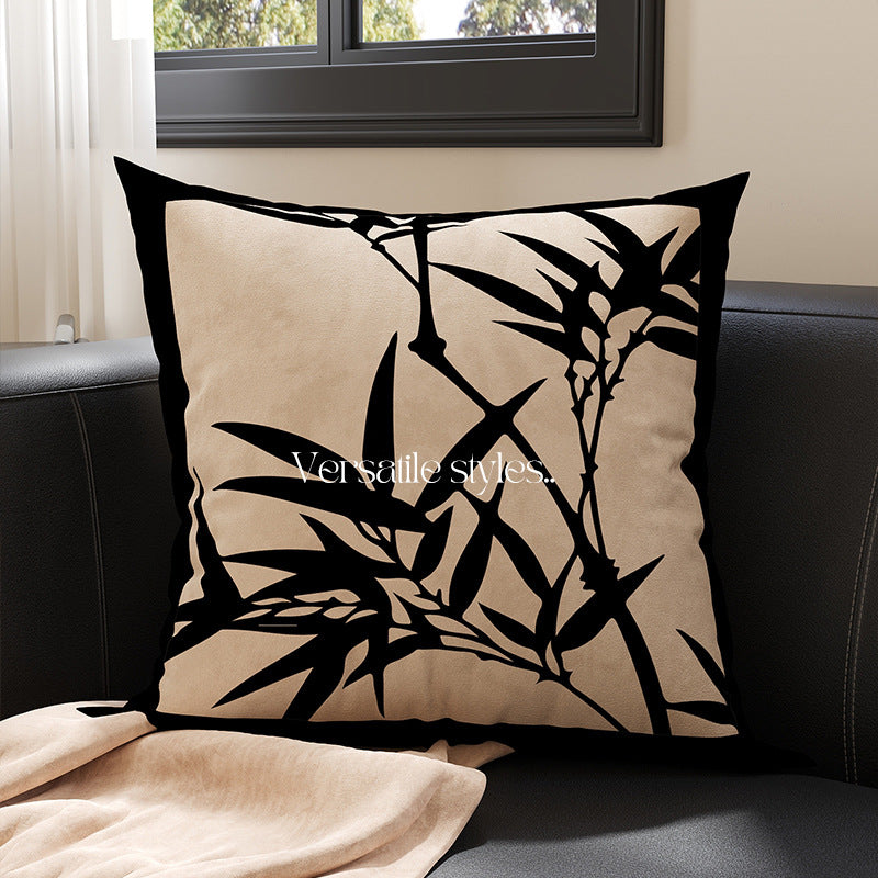 Decorative Square Throw Pillow Cover with Flying Swallow Silhouette Suede-Feel Linen-Blend
