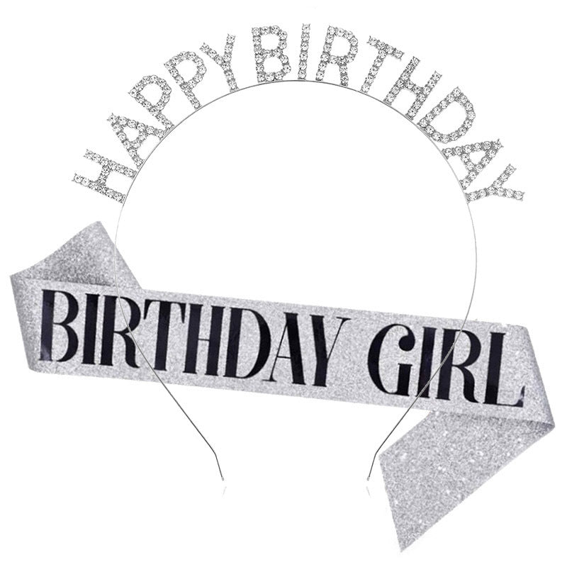 Damen Glitzernder Haarreif mit "Happy Birthday"-Aufschrift Karnz