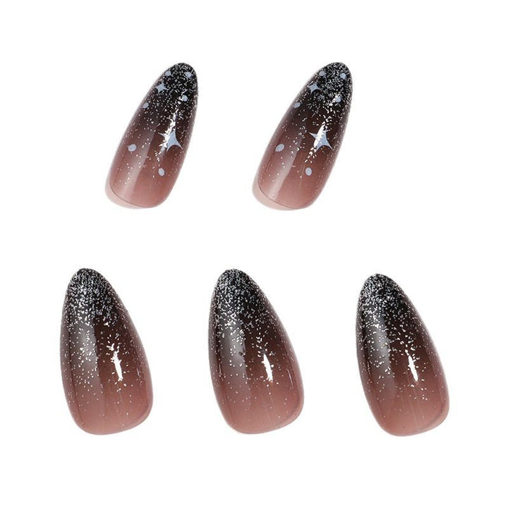 Künstlerisches Ombre Press-On Nagelset mit himmlischem Design Karnz