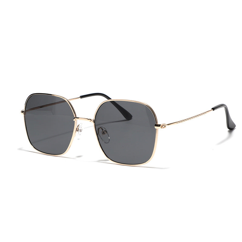 Damen modische quadratische Sonnenbrille mit schmalem Metallrahmen und UV-Schutz Karnz