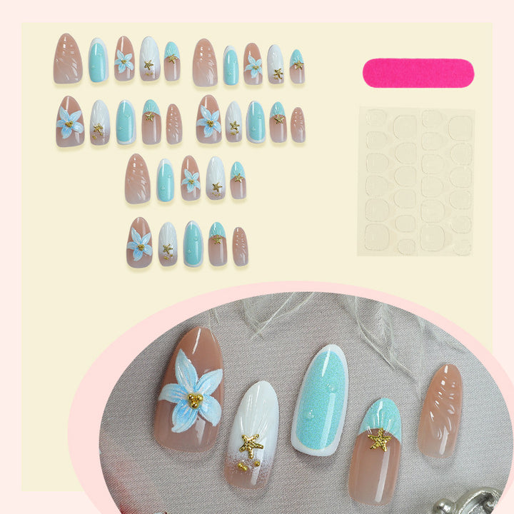Blumenverzierte Press-On Nagelset Karnz