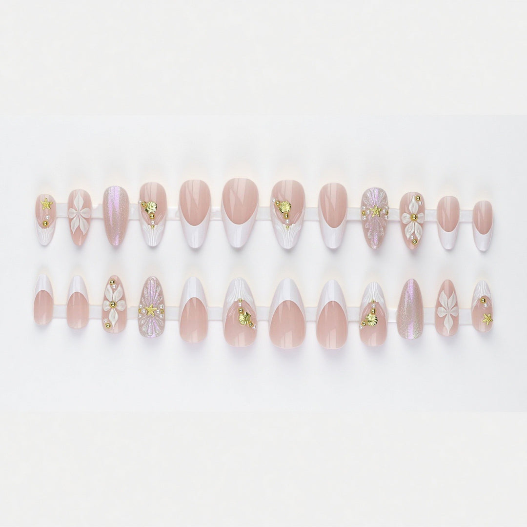 Glamouröse Florale Stiletto Press-On Nagel Set Karnz