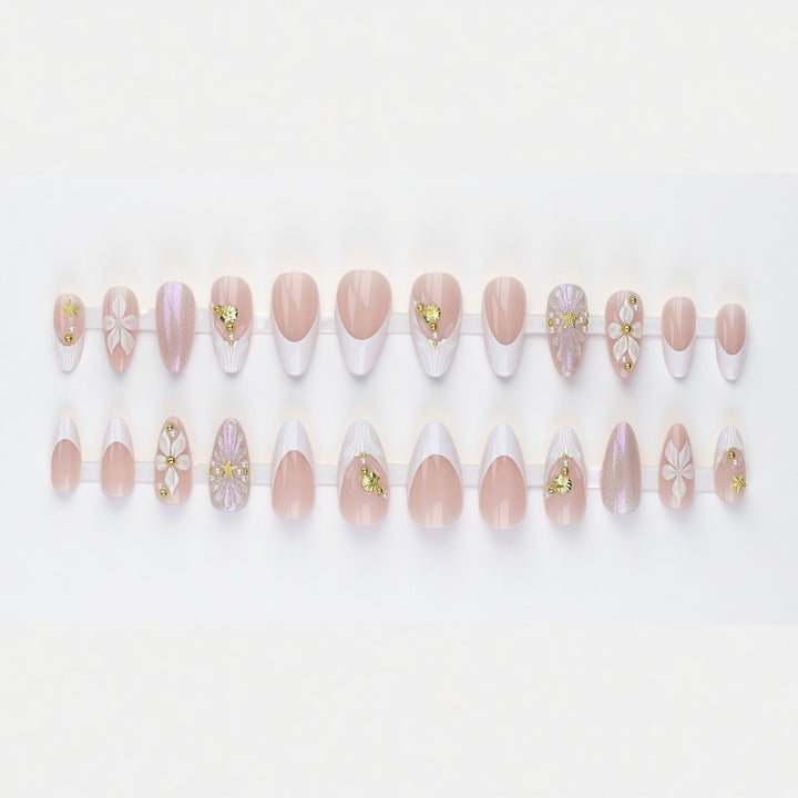 Glamouröse Florale Stiletto Press-On Nagel Set Karnz