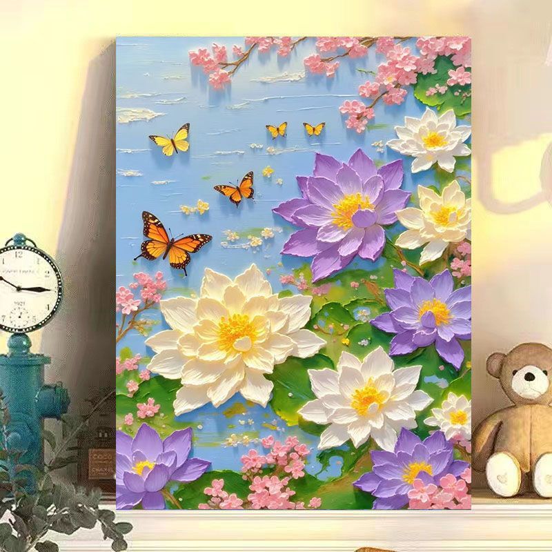 Elegante Floral Lotus Leinwand Kunst Karnz