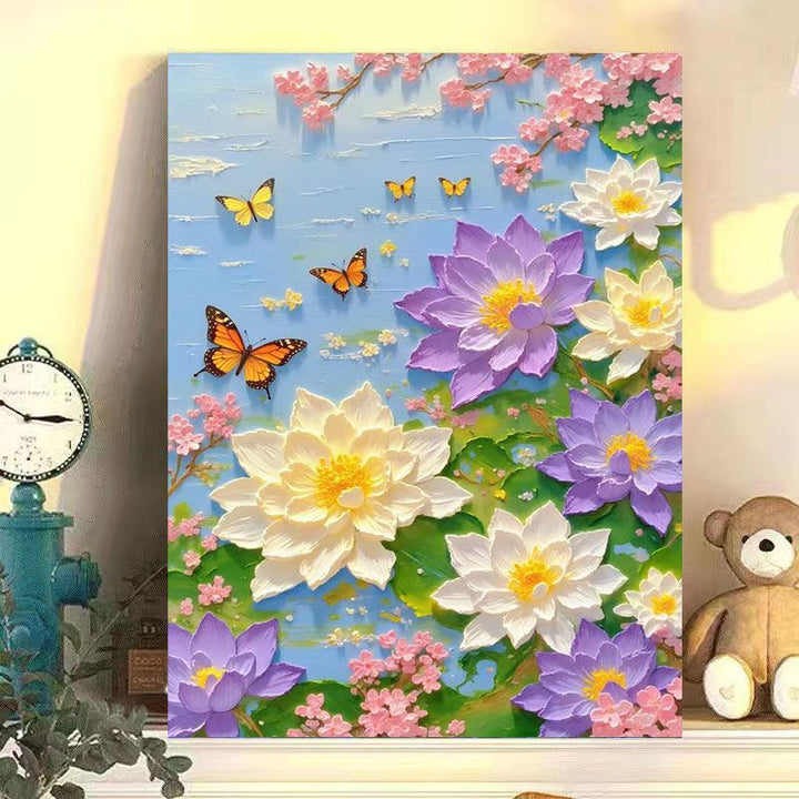 Elegante Floral Lotus Leinwand Kunst Karnz