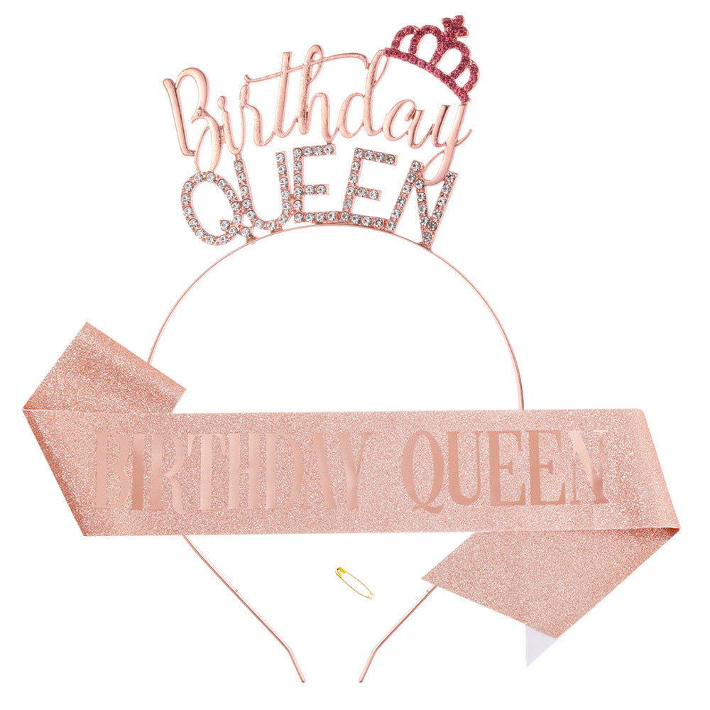 Damen Glitzernder Haarreif mit "Birthday Queen"-Schriftzug Karnz