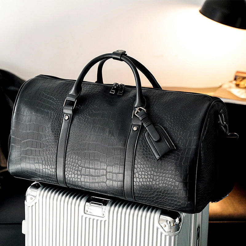 Elegante Reisetasche Im Luxuriösen Krokodil-Look Karnz