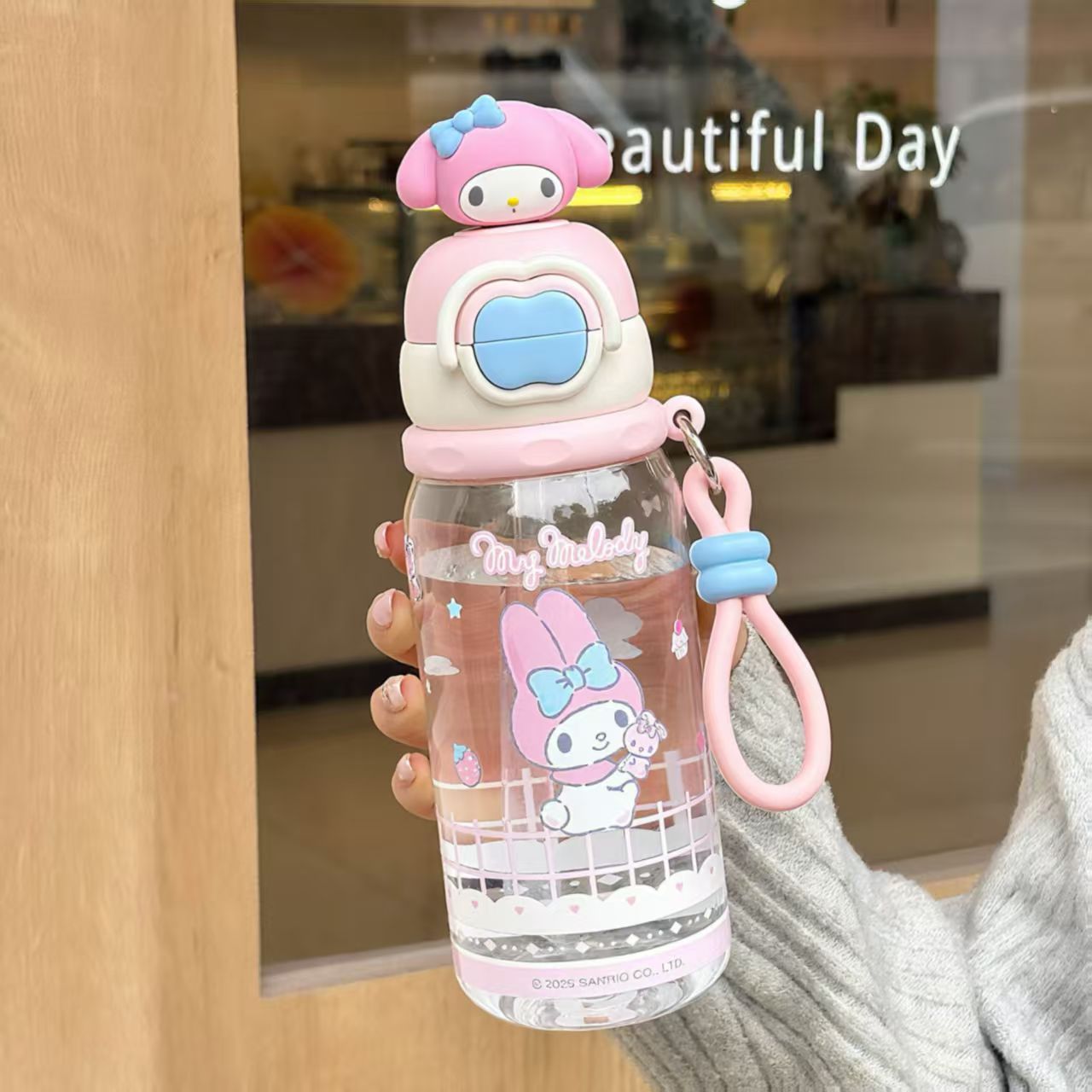Damen Trinkflasche mit interaktivem Deckel und süßem Pochacco-Design Karnz