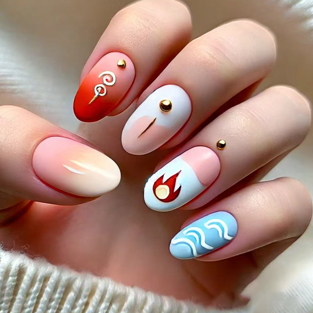 Künstlerische Press-On Nail Art Karnz
