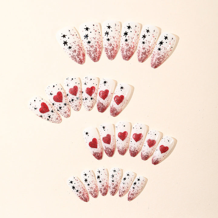Künstlerisches Herz-Themen Nagelkunst-Set Karnz