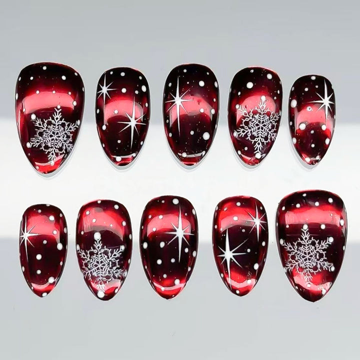 Festliche Schneeflocken Press-On Nagelkunst