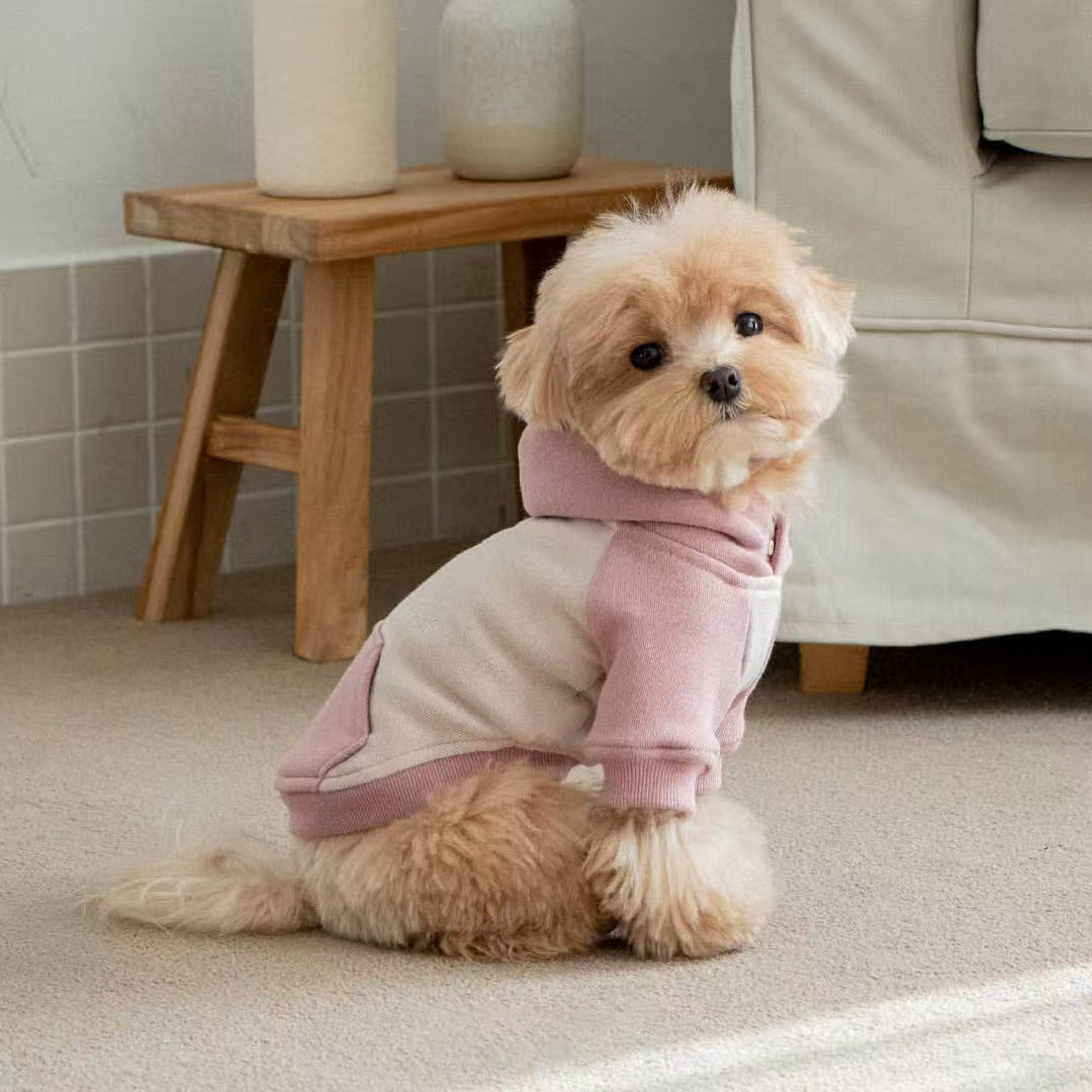 Klein Hund Fleece Hoodie mit Rippbündchen und Kapuze