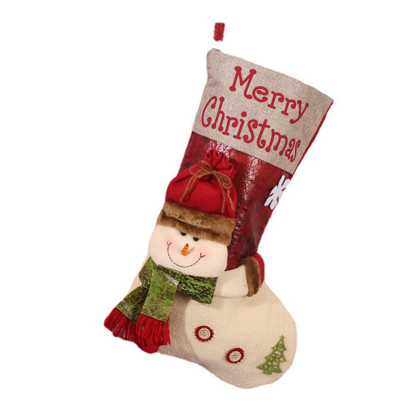 Niedlicher Weihnachtsstrumpf mit Schneemann-Motiv Karnz