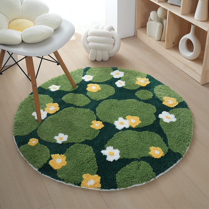 Blumenmuster Plüsch runder Teppich