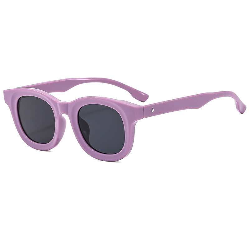 Damen Runde Sonnenbrille mit stylishen, breiten Kunststoff-Rahmen Karnz