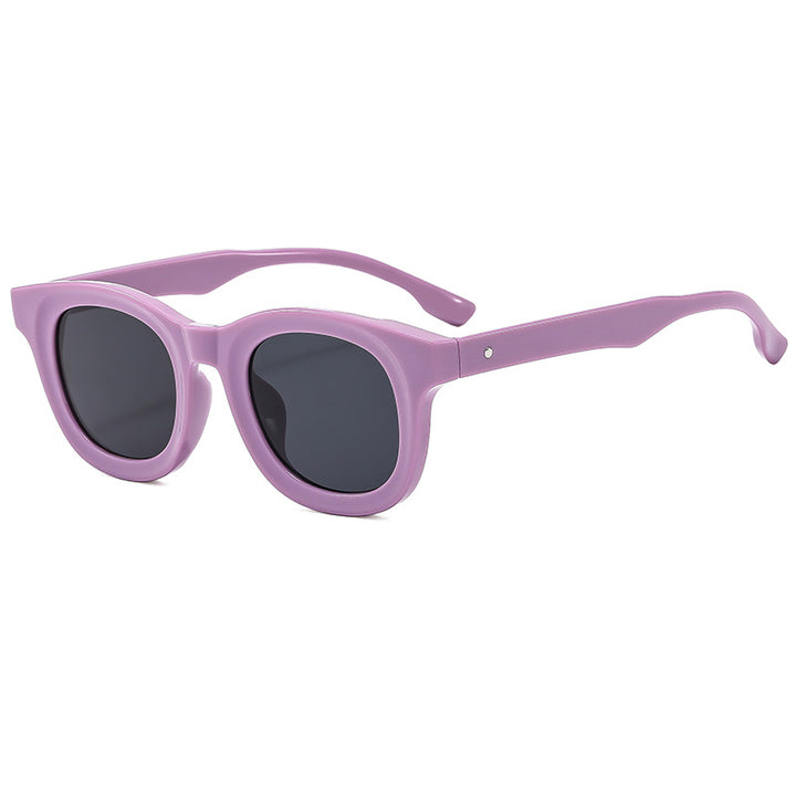 Damen Runde Sonnenbrille mit stylishen, breiten Kunststoff-Rahmen Karnz