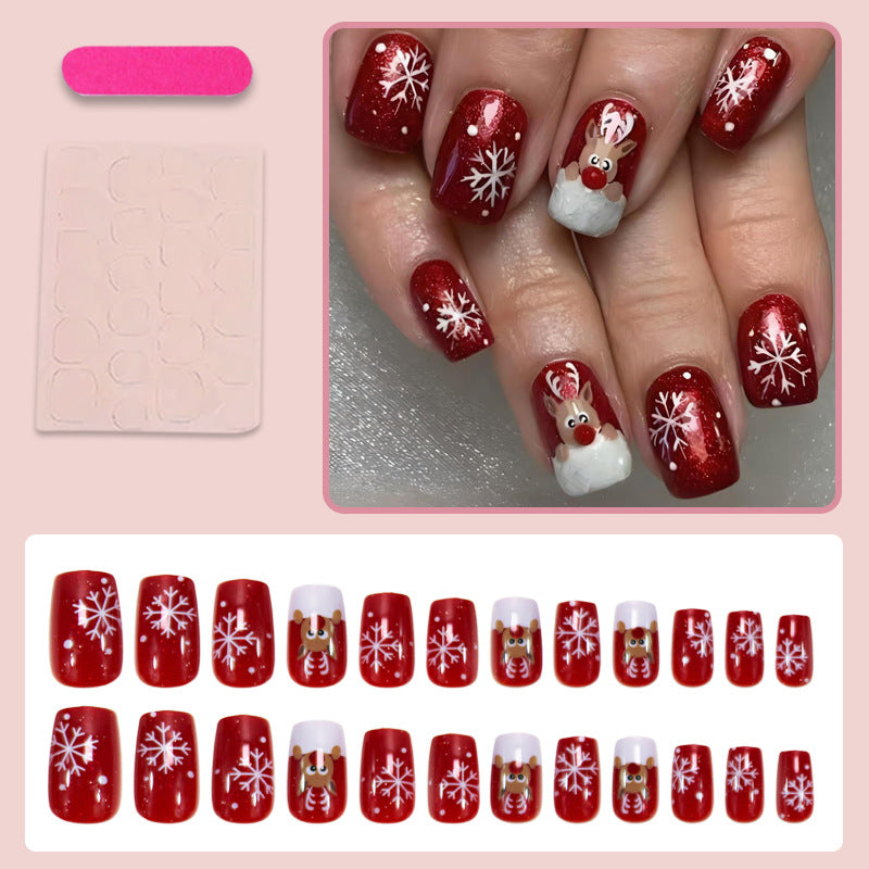 Weihnachts Kunstnagelset mit festlichen Schneeflocken- und Rentierdesigns Karnz