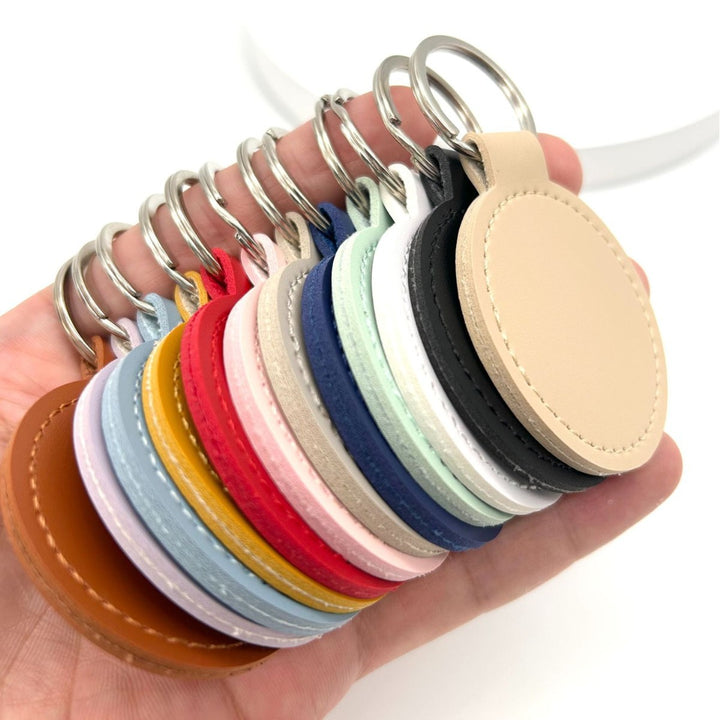 Premium Leder Runder Schlüsselanhänger Karnz