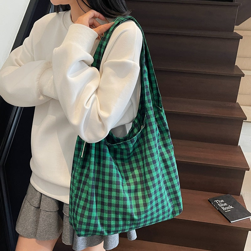 Gingham-Muster Hobo-Tasche