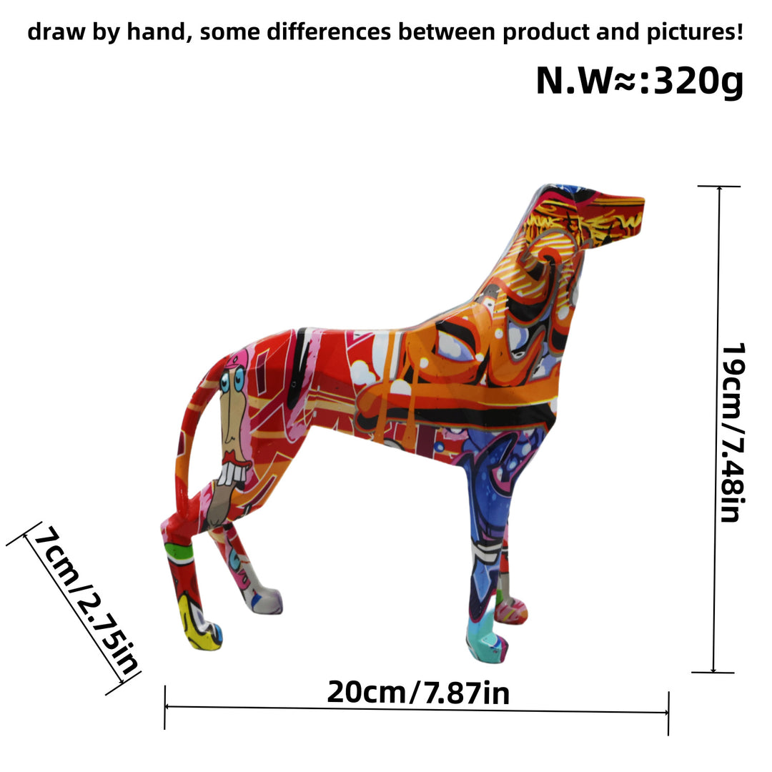 Bunte Dekofigur eines Hundes im modernen Design Karnz