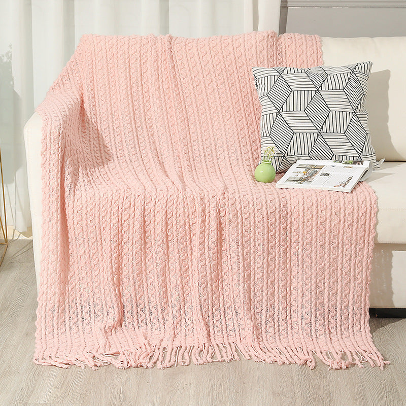 Strukturierte Strickwurfdecke