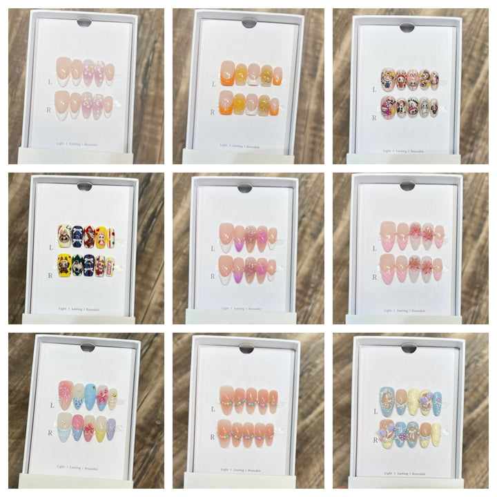 Elegante florale Akzent Press-On Nageltips