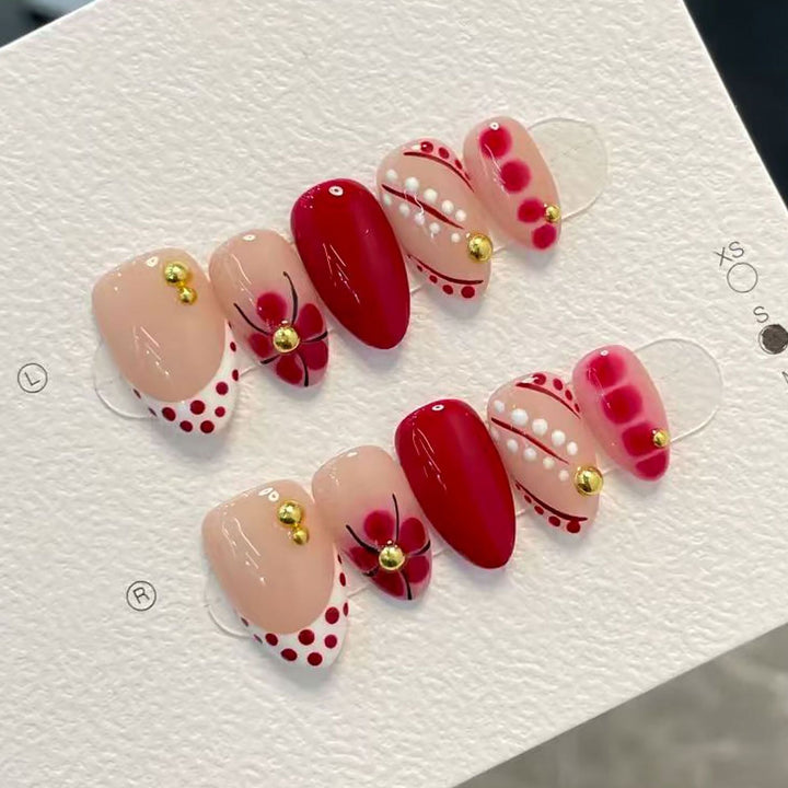 Künstlerisches Blumen-Thema Press-On Nail Set Karnz