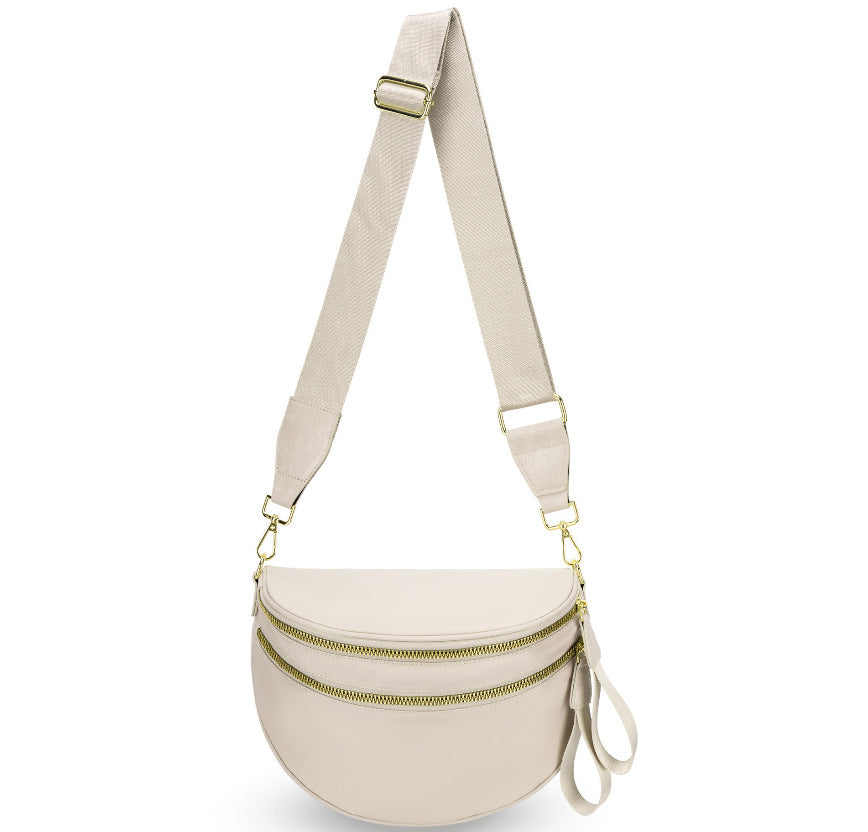 Damen Hochwertige Crossbody-Handtasche mit doppeltem Reißverschluss Karnz
