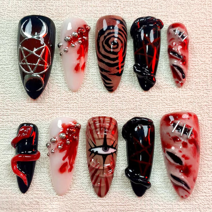 Kreatives Halloween Kunstnagelset mit Gruselmotiven Karnz