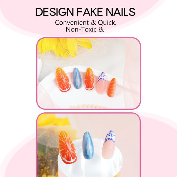 Kunstnagel-Set mit fruchtigen Motiven und bunten Designs Karnz