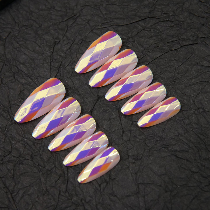 Glamouröses Diamantmuster Press-On Nagelset