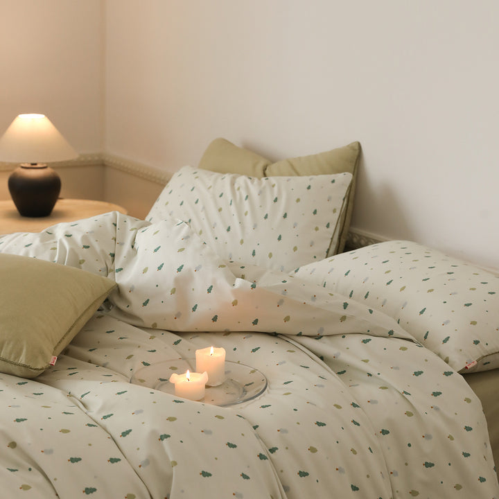 Mini-Tree Bedruckte Baumwoll-Percale Bettbezug & Kissenbezug Set
