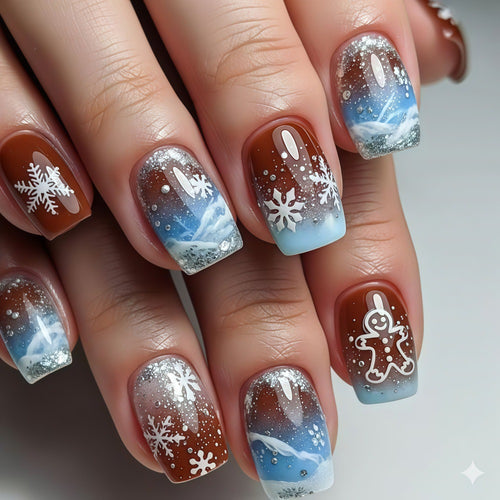 Dekorative Winter-Nagelkunst Karnz