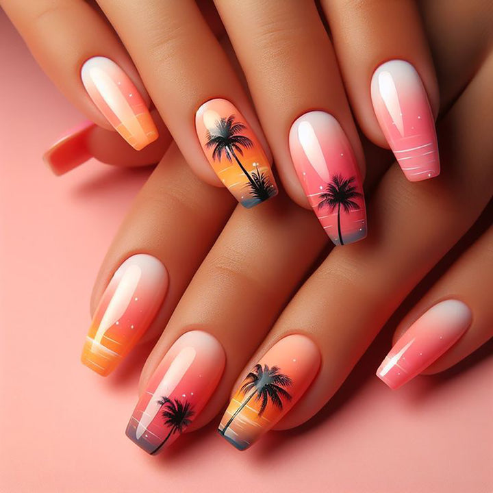 Artistic Sunset Nail Art Extensions