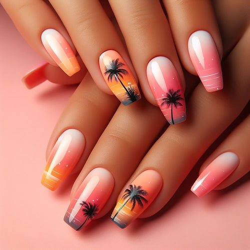 Artistic Sunset Nail Art Extensions