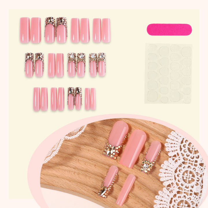 Glamouröse mit Strass verzierte Press-On Nagel Set Karnz