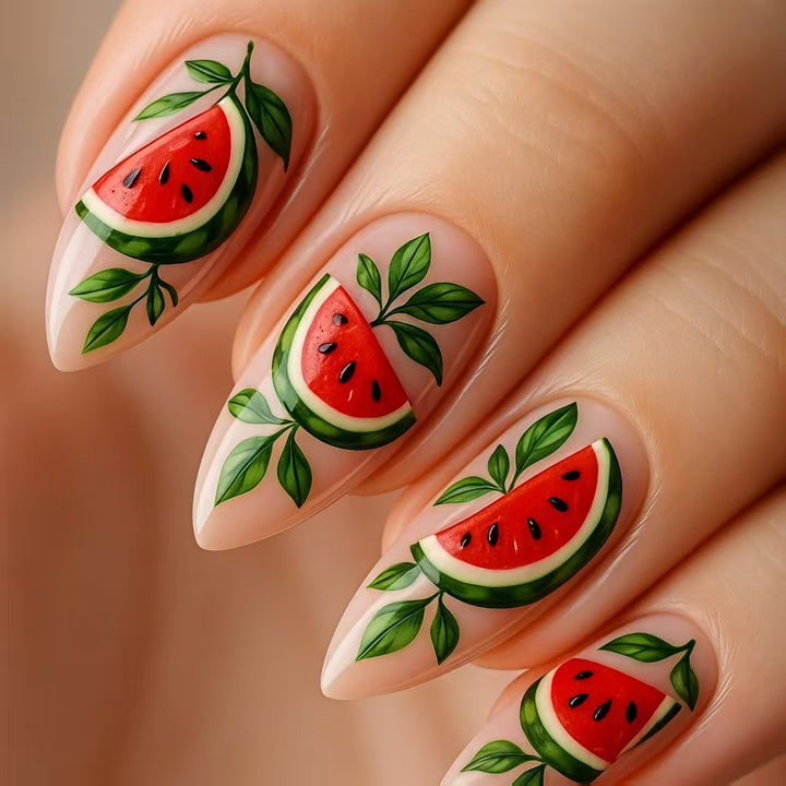 Kunstnägel mit Fröhlichem Melonenmotiv Karnz