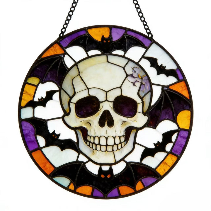 Dekorative Totenkopf Buntglas Wandkunst Karnz