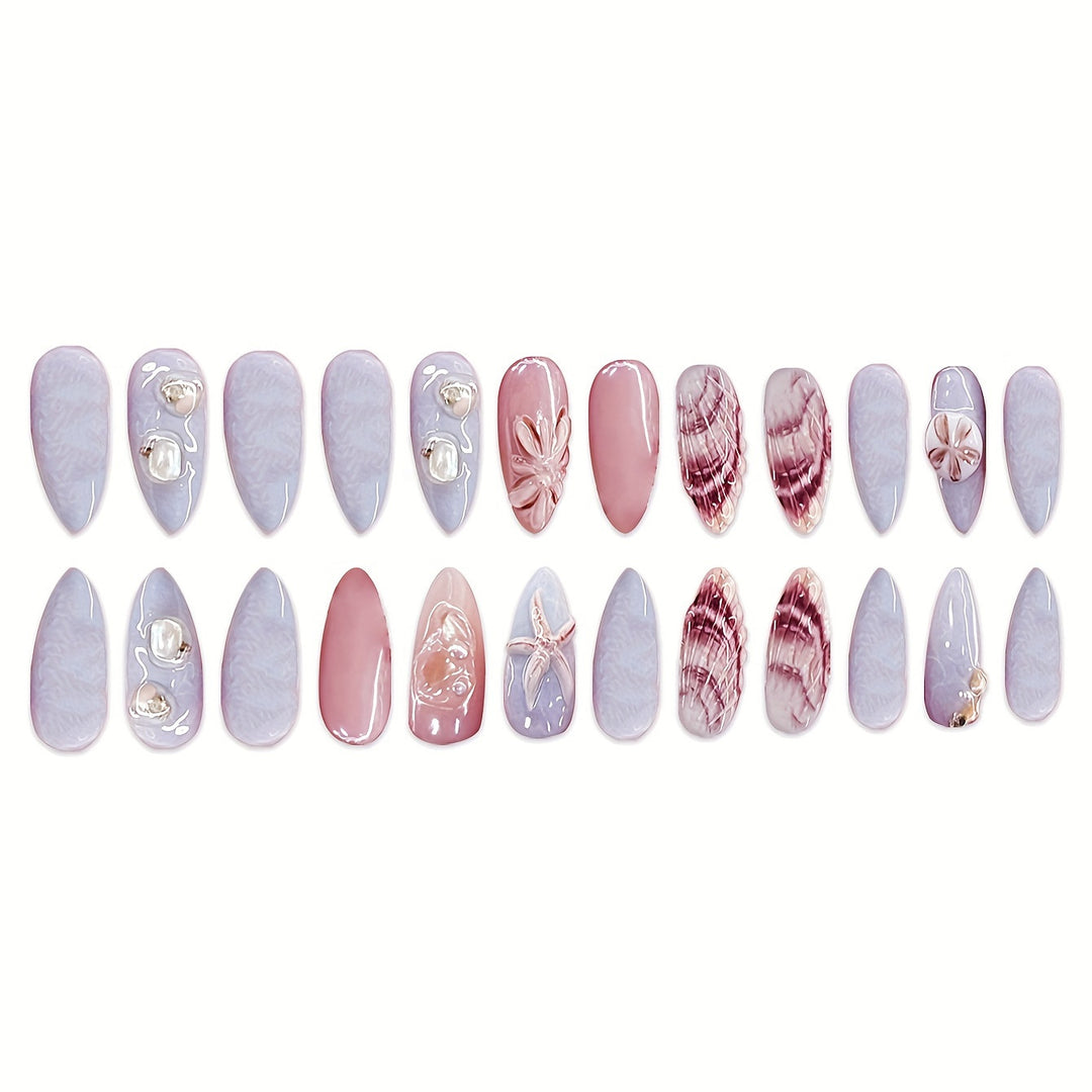 Shell-Decorated Press-On Nail Art Karnz