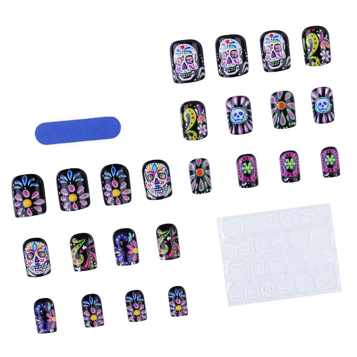 Künstlerische Zuckerschädel Nagelkunst