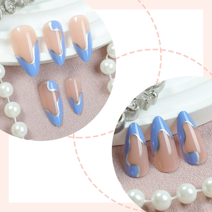 Künstlerisches Press-On Nagelset mit modernem abstraktem Design Karnz