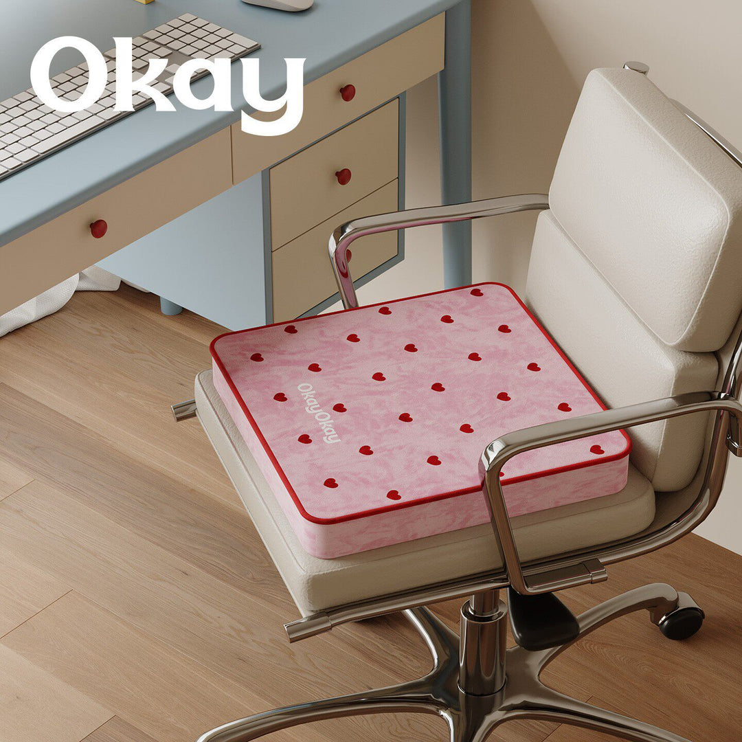 Round Plush Floor Cushion Pouf with Polka Dot Texture and Playful Have Fun Patch