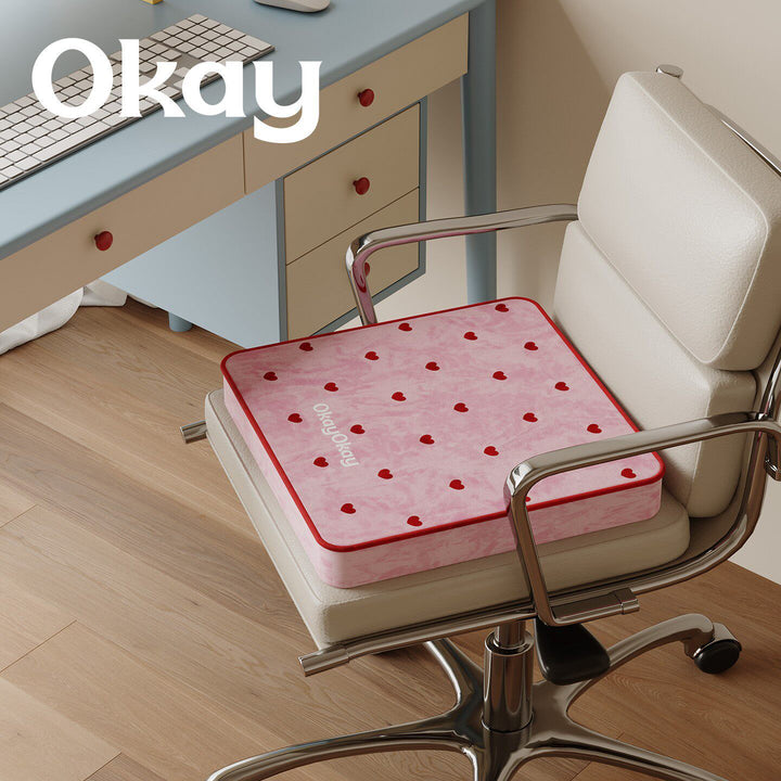 Round Plush Floor Cushion Pouf with Polka Dot Texture and Playful Have Fun Patch